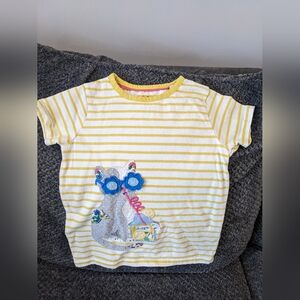 Mini Boden Girls ColorfulApplique Cool Cat Shirt Size 6-7 Years